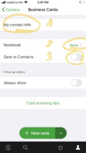 Evernote, névjegy, freebie